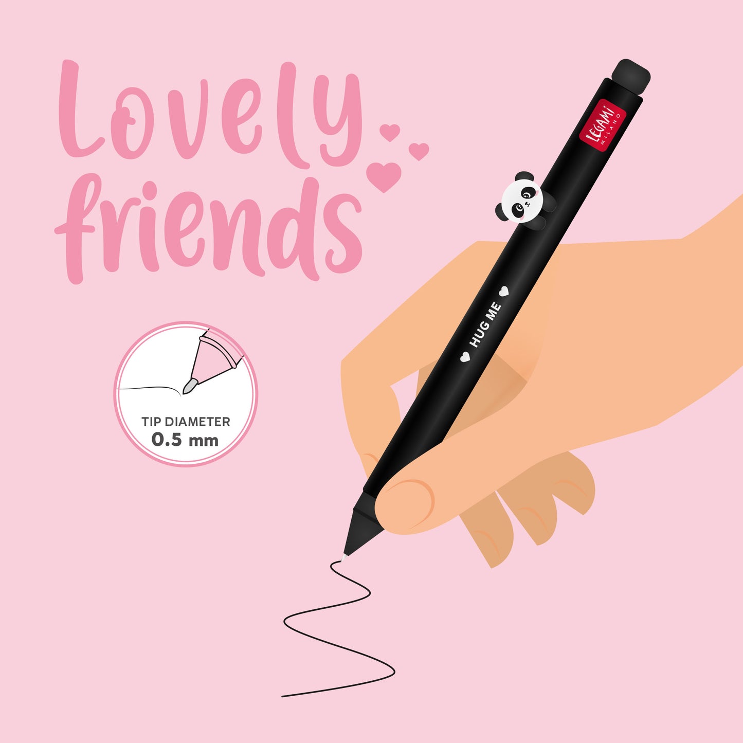 Legami | Lovely Friends Panda Gel Pen | Black Ink