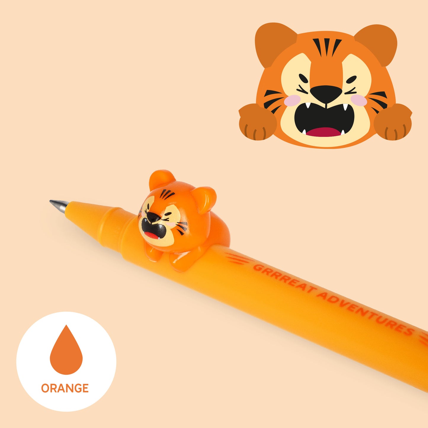 Legami | Lovely Friends Tiger Gel Pen | Orange Ink