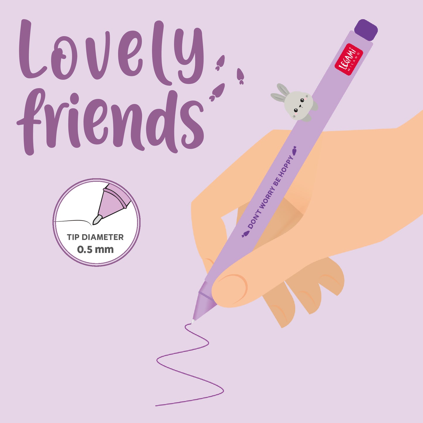 Legami | Lovely Friends Bunny Gel Pen | Purple Ink