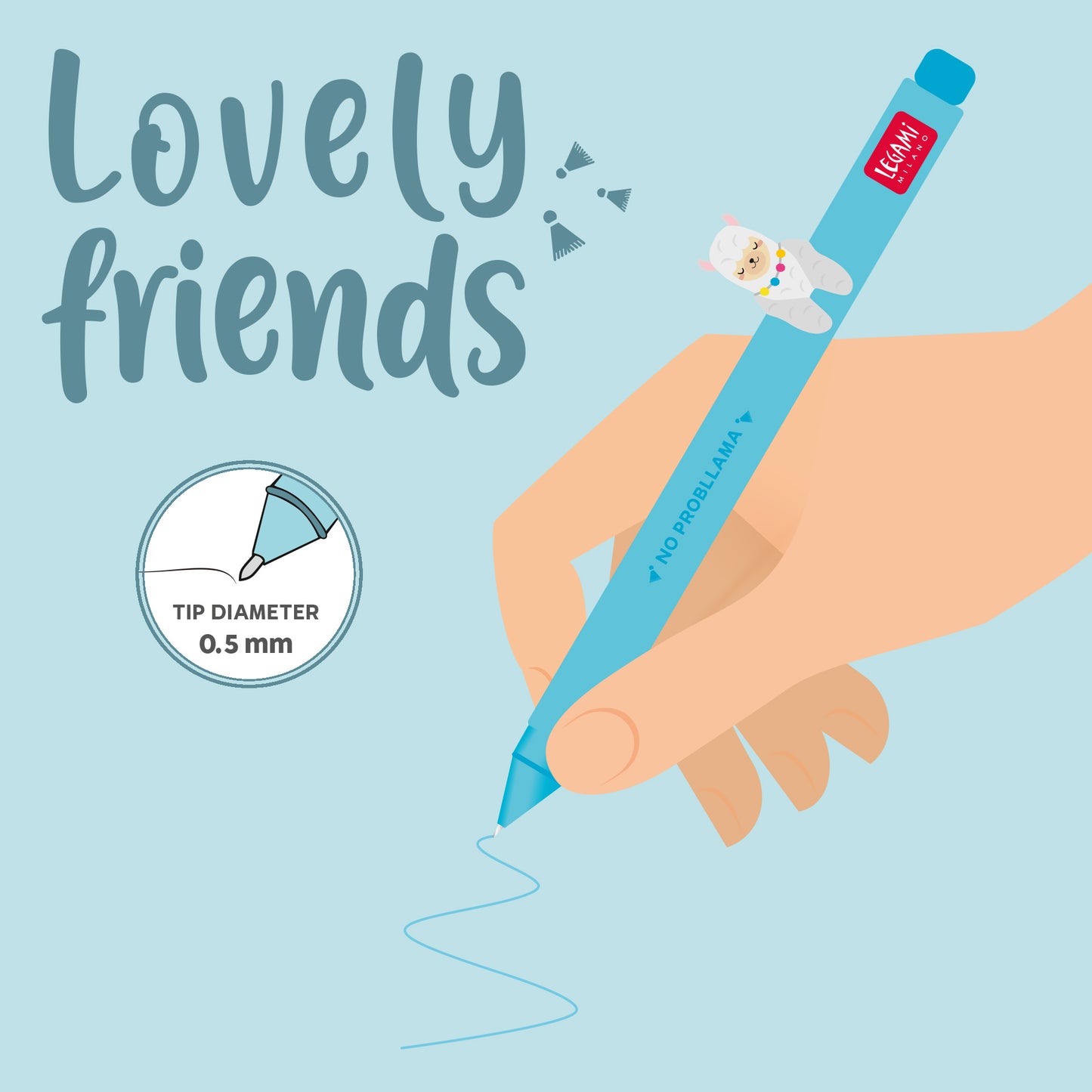 Legami | Lovely Friends Llama Gel Pen | Light Blue Ink