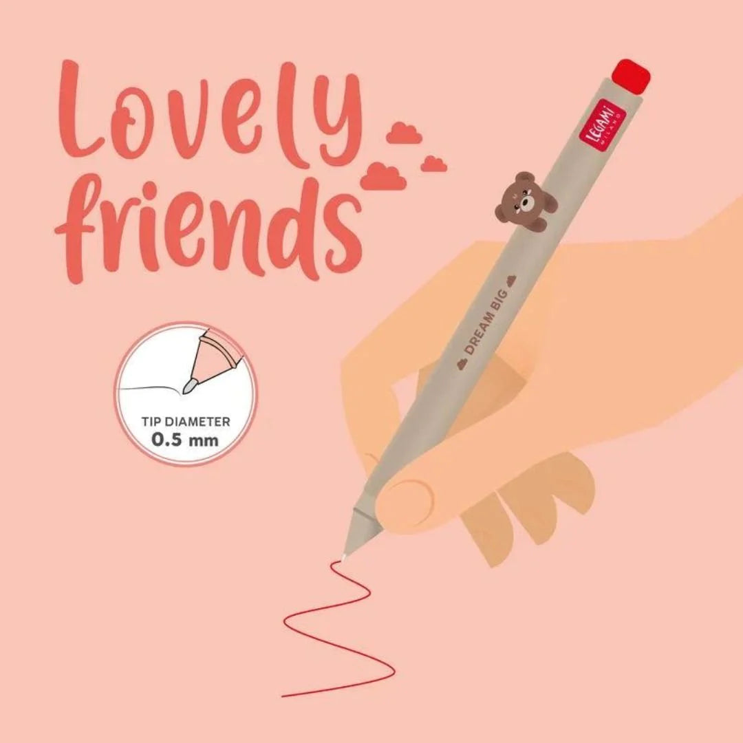 Legami | Lovely Friends Bear Gel Pen | Red Ink