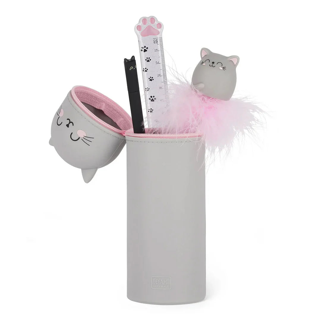 Legami | 2-In-1 Soft Silicone Pencil Case | Kitty