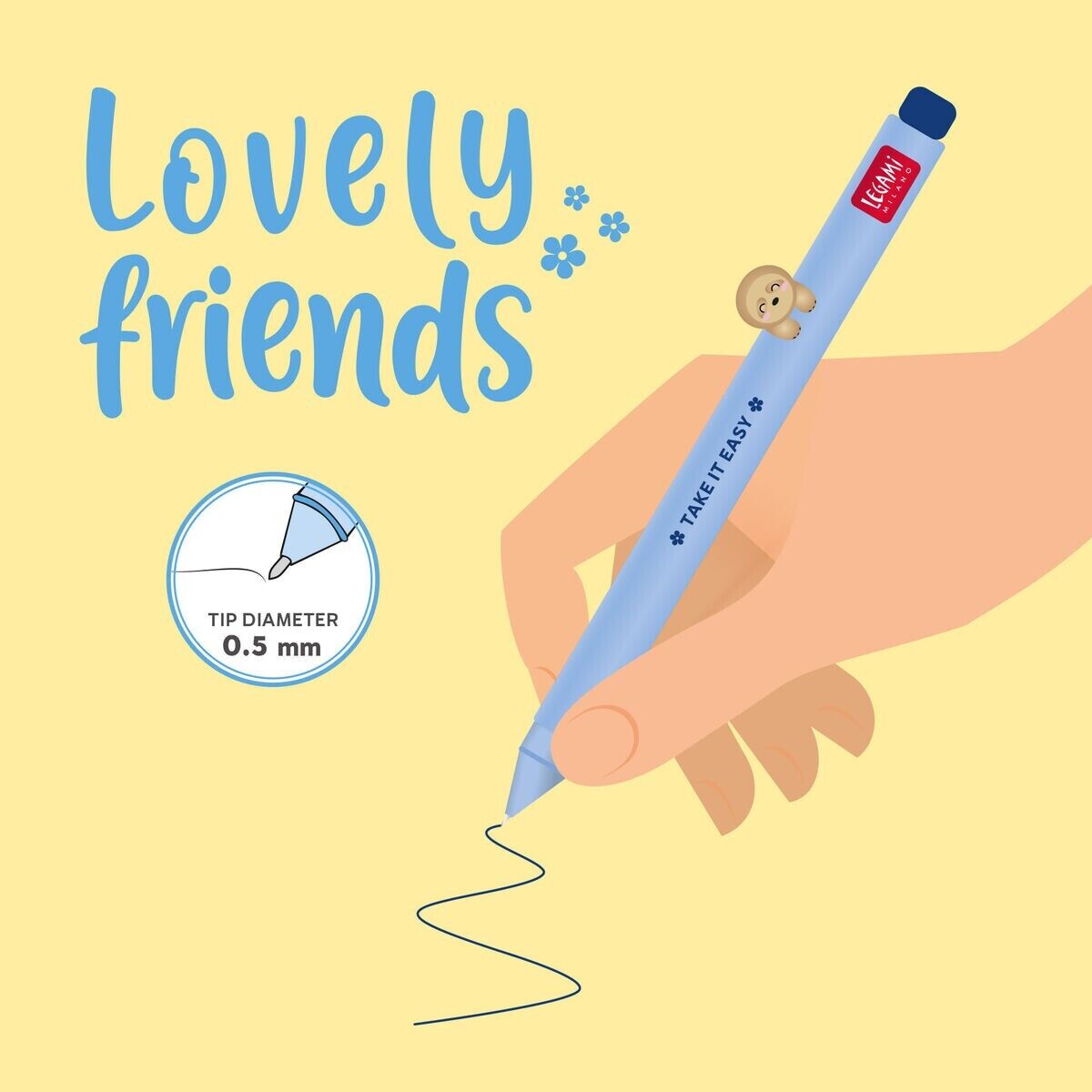 Legami | Lovely Friends Sloth Gel Pen | Blue Ink
