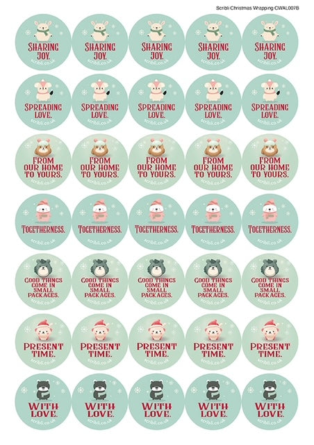 Scribli | Sticky Words: Magical Christmas 'Wrapped Up' Stickers (style 2) for Gifts, Traditional, Decor