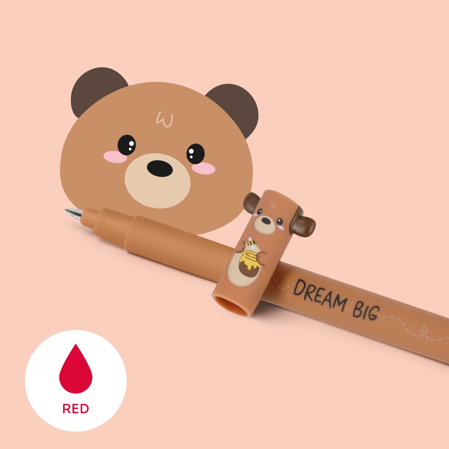 Legami | Erasable Teddy Bear Pen | Red Ink