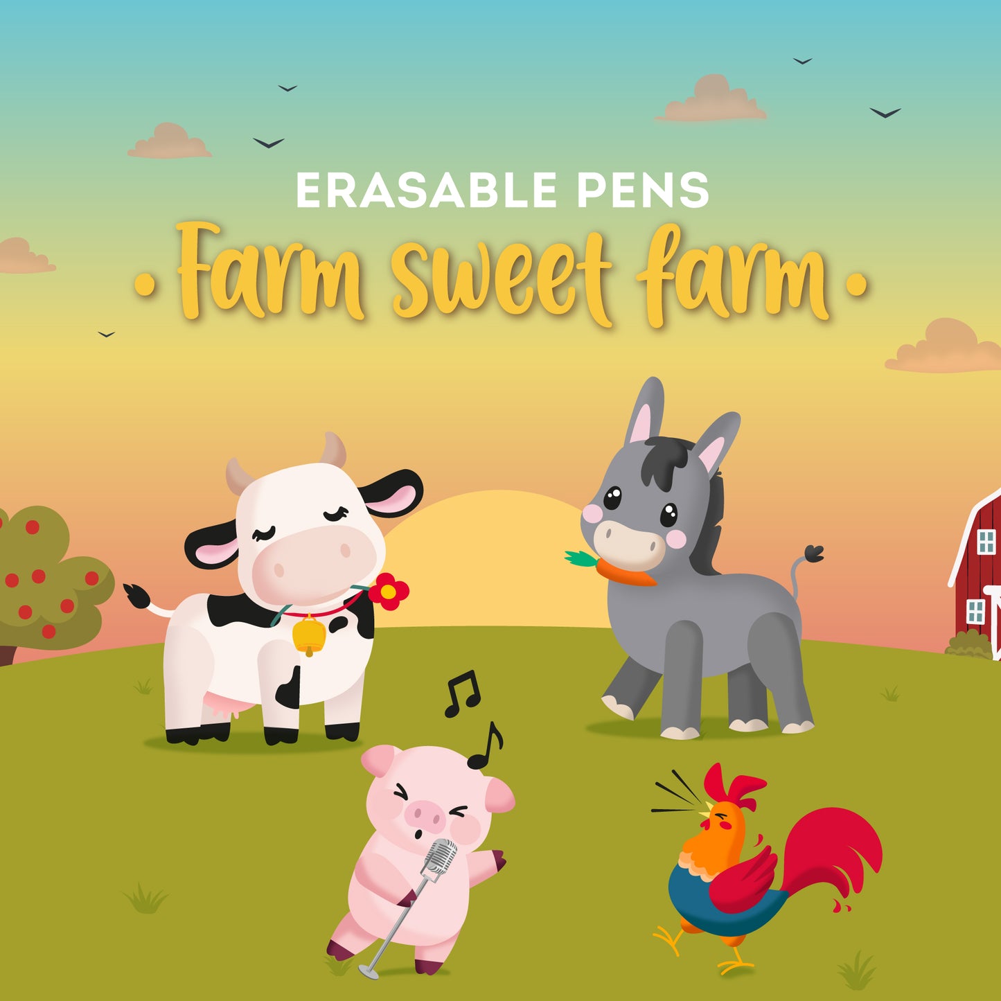 Legami | Farm Sweet Farm | Erasable Pens