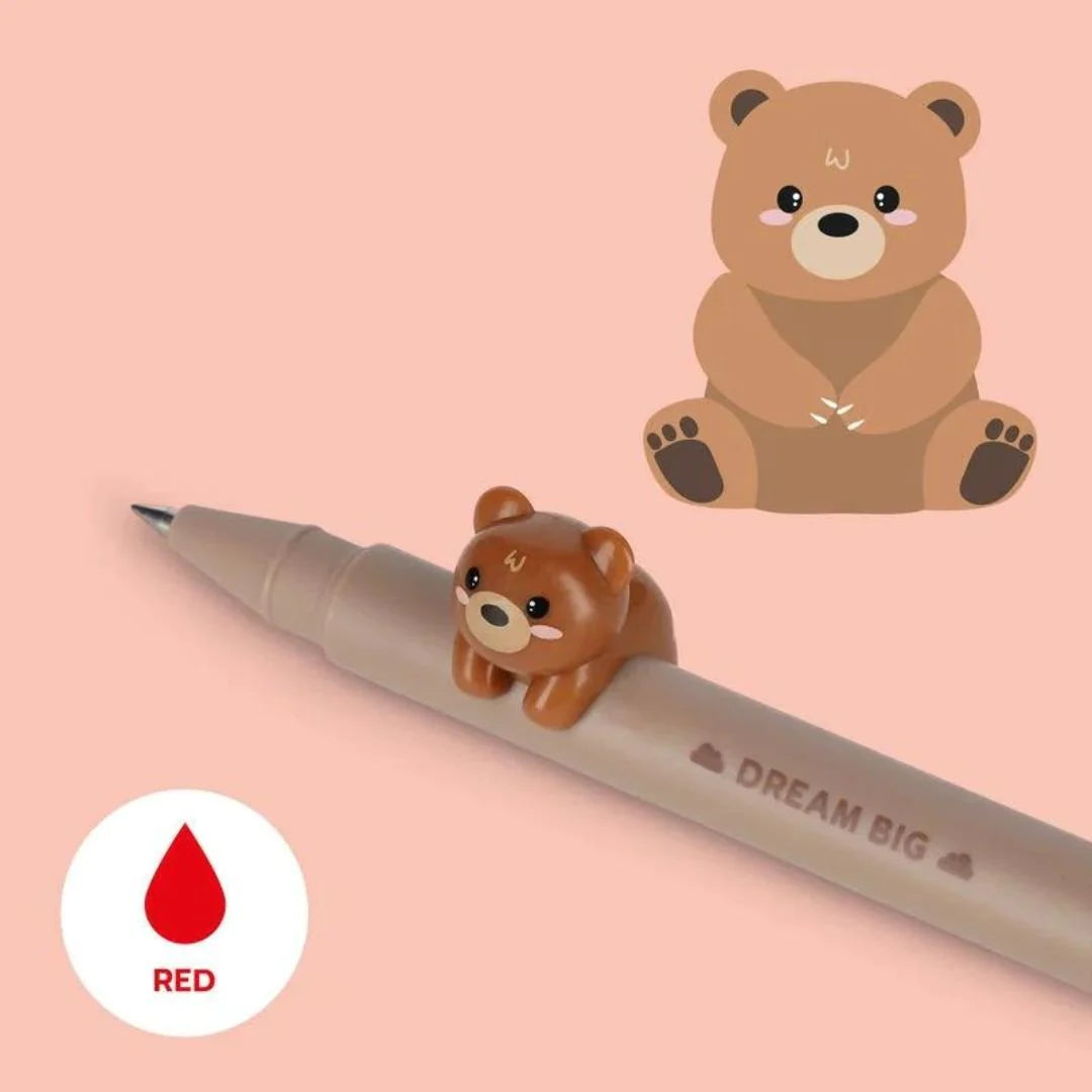 Legami Bear Gel Pen- Red Ink