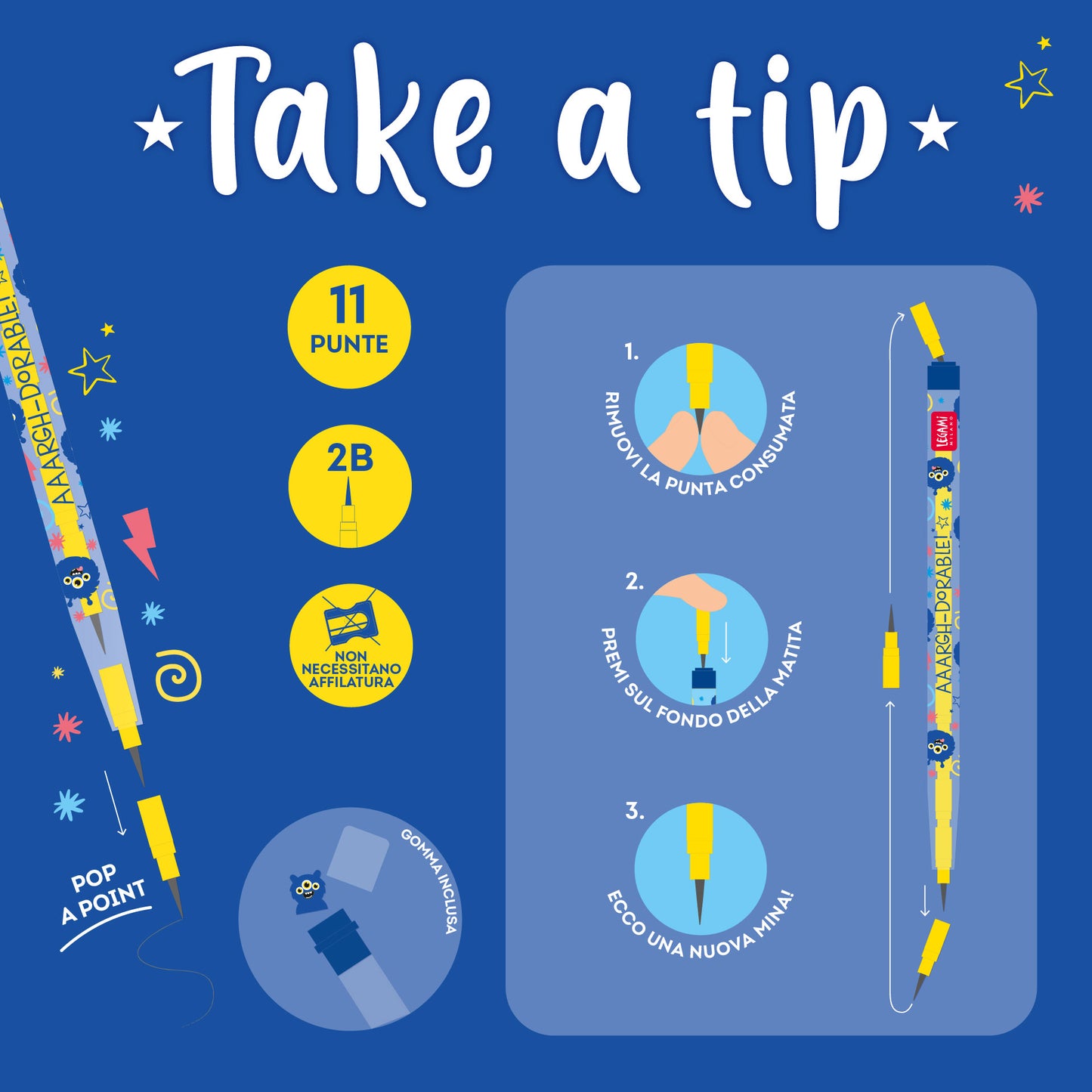 Legami | Stackable Pencils | Monster