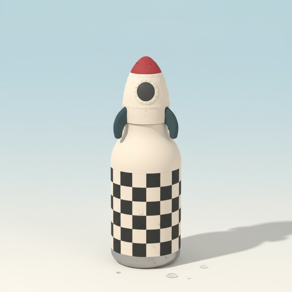 ASOBU Rocketship Bestie Bottle on attractive backdrop