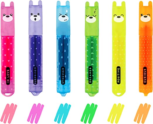 Legami Teddy's Mood - Set Of 6 Mini Highlighters